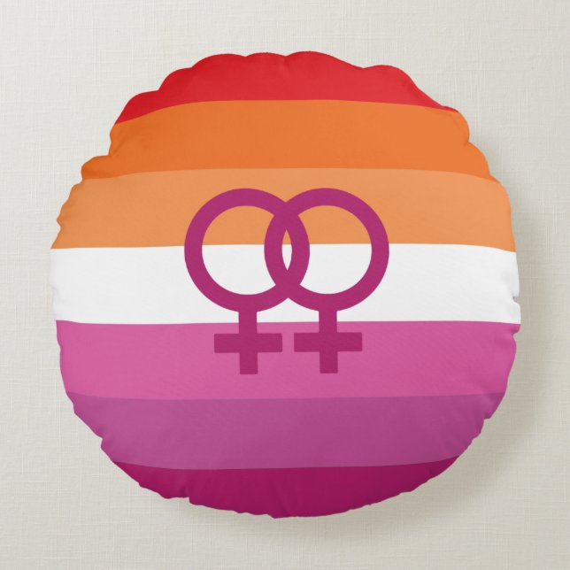WLW Lesbian Pride Flag Round Cushion (Front)