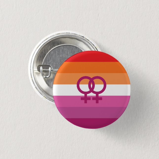 WLW Lesbian Pride Flag (Sunset) 3 Cm Round Badge (Front & Back)