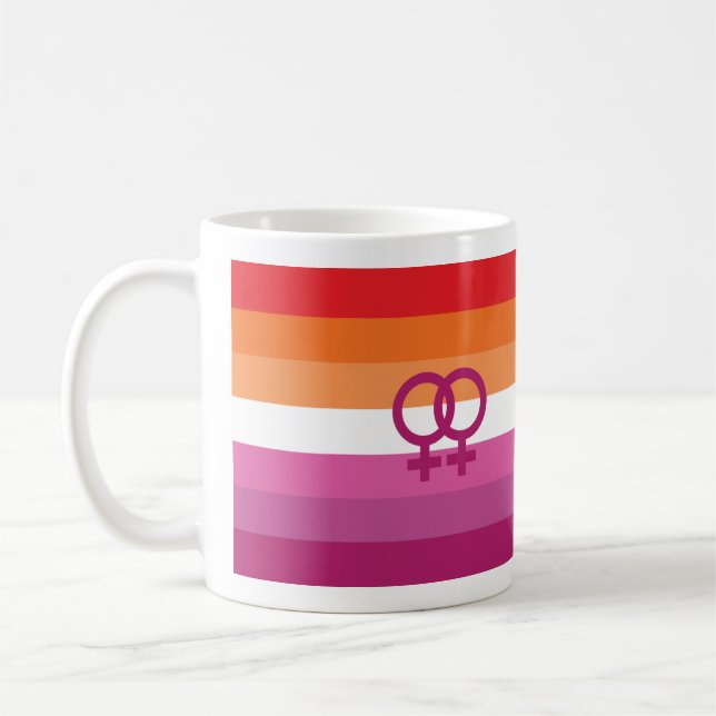 WLW Lesbian Pride Flag (Sunset) Coffee Mug (Left)