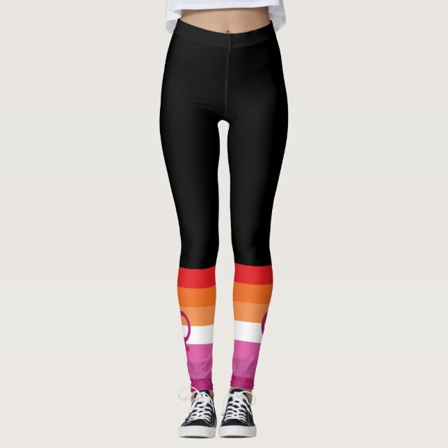 WLW Lesbian Pride Flag (Sunset) Leggings (Front)