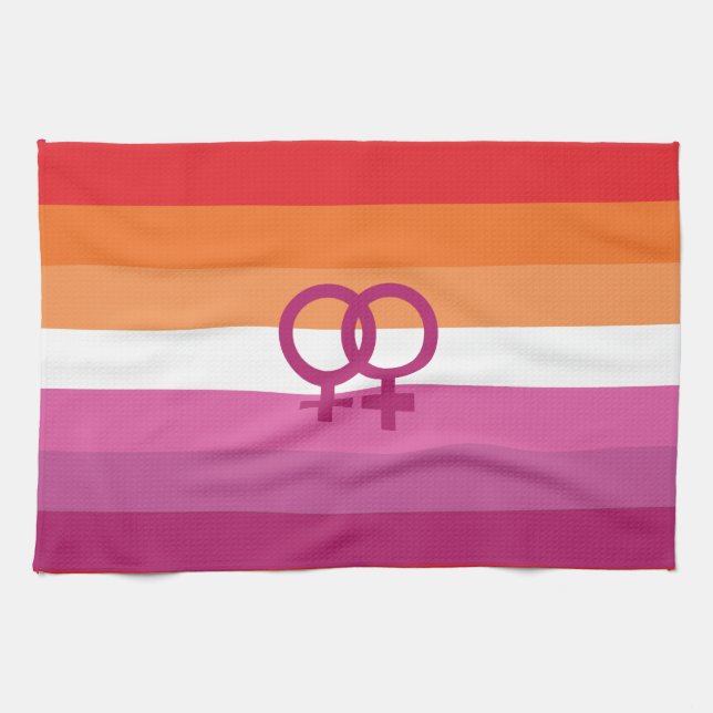 WLW Lesbian Pride Flag Tea Towel (Horizontal)