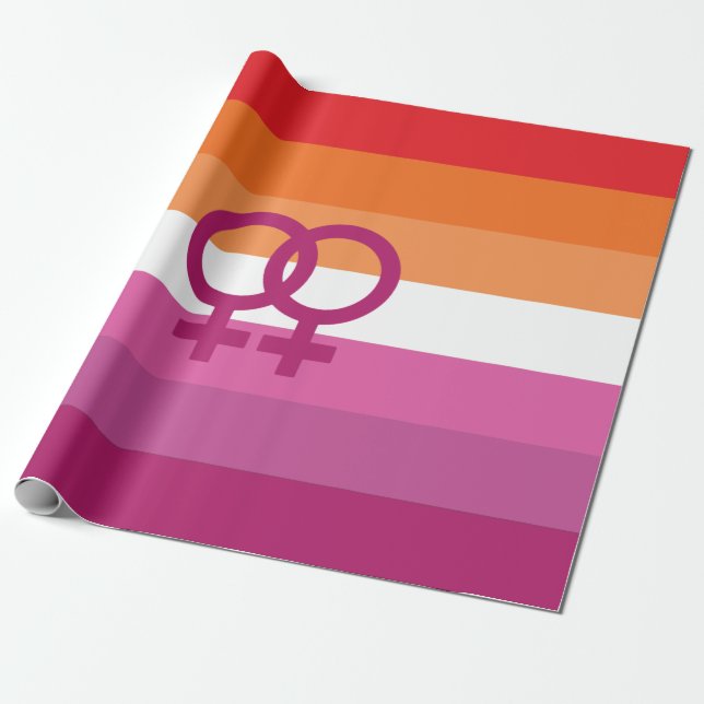WLW Lesbian Pride Flag Wrapping Paper (Unrolled)