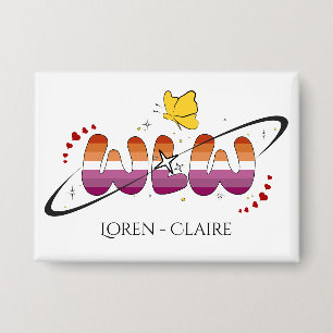 WLW Sunset Lesbian Flag Butterfly Button