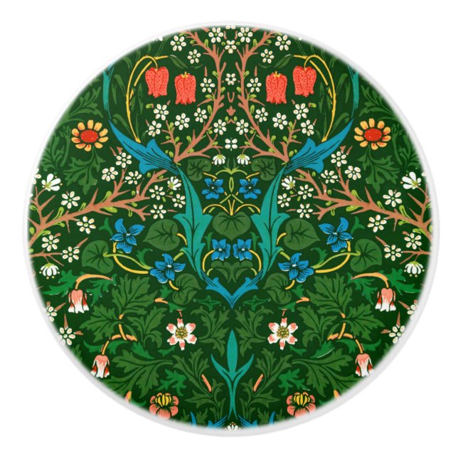 WM Morris Blackthorn Art Nouveau Pattern Ceramic Knob (Front)