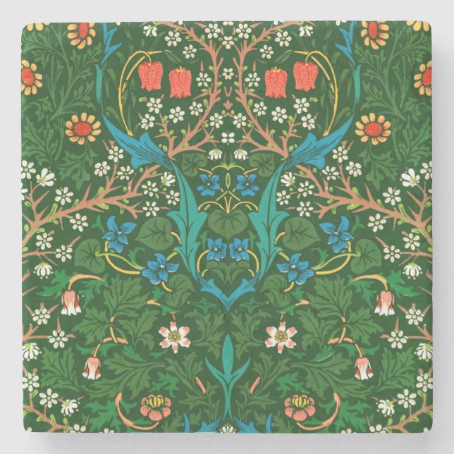 WM Morris Blackthorn Art Nouveau Pattern Stone Coaster (Front)
