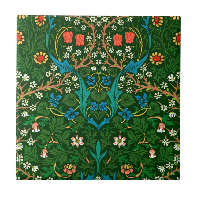 WM Morris Blackthorn Art Nouveau Pattern Tile (Front)