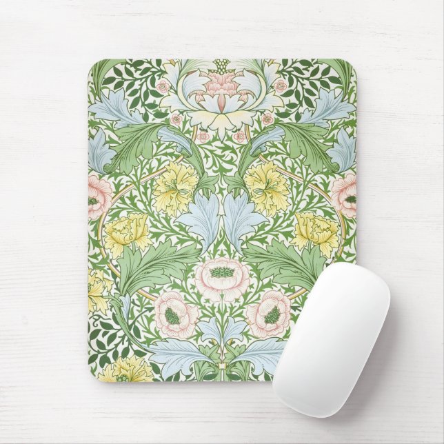 Wm Morris Myrtle Floral Art Nouveau Bright Mouse Pad (With Mouse)