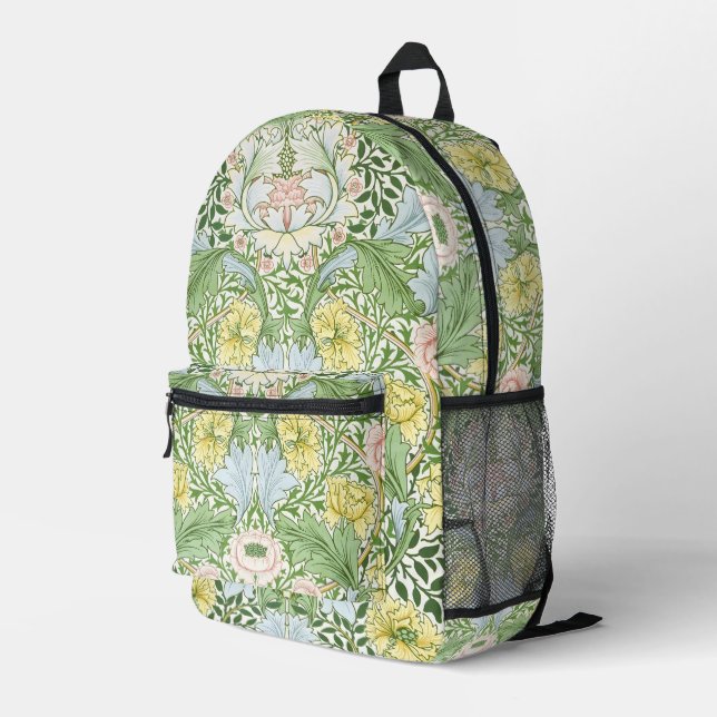 Wm Morris Myrtle Floral Art Nouveau Bright Printed Backpack (Back Corner Right)