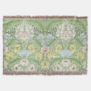 Wm Morris Myrtle Floral Art Nouveau Bright Throw Blanket