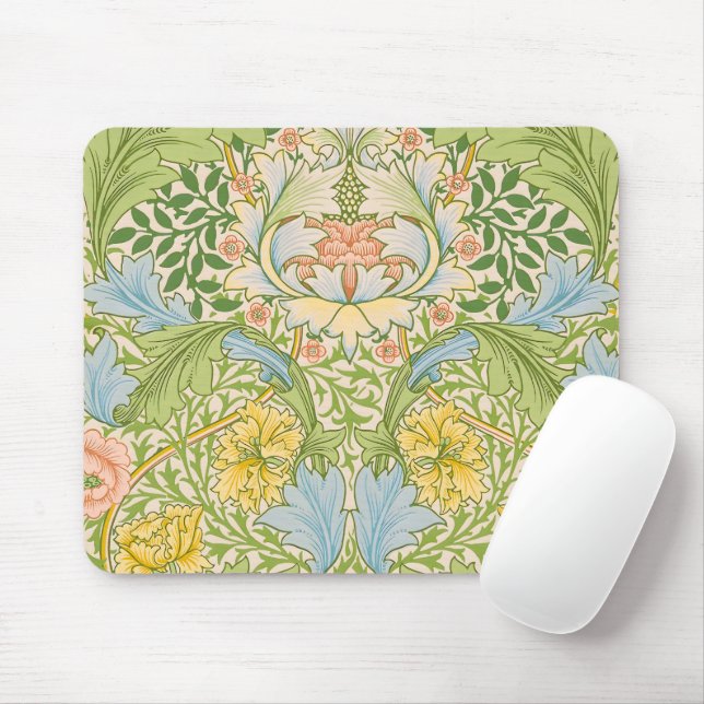 Wm Morris Myrtle Floral Art Nouveau Pastel Mouse Pad (With Mouse)