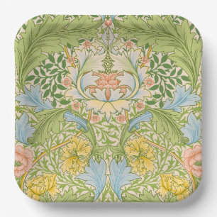 Wm Morris Myrtle Floral Art Nouveau Pastel Paper Plate