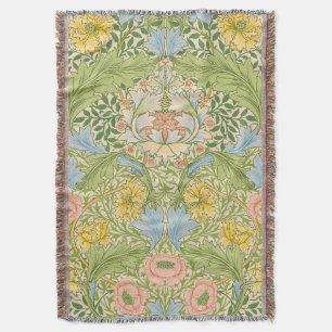 Wm Morris Myrtle Floral Art Nouveau Pastel Throw Blanket