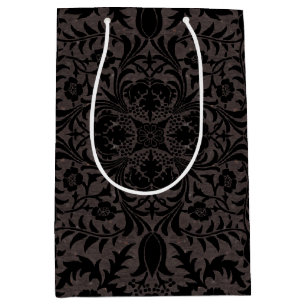 Wm Morris Seamless Vine Black Charcoal Pattern Medium Gift Bag