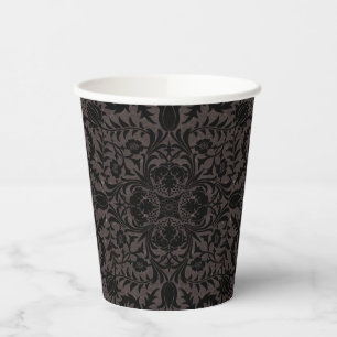 Wm Morris Seamless Vine Black Charcoal Pattern Paper Cups