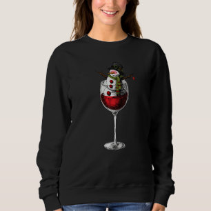 Wne  Christmas Snowman in a Wne Glass Xmas Sweatshirt