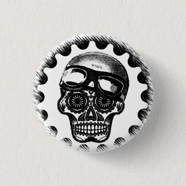 W'nR'n Sugar Skull Cafe Racer 3 Cm Round Badge (Front)