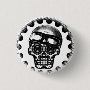 W'nR'n Sugar Skull Cafe Racer 3 Cm Round Badge