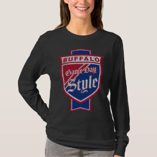 WNY Pride   Blue and Red Buffalo Beer Label T-Shirt