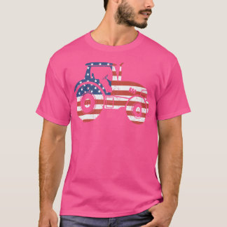 wo American Flag Tractor Patriotic Farmer T-Shirt