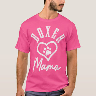 Wo Boxer Mama Heart Paw Funny Cute Dog Lover Boxer T-Shirt