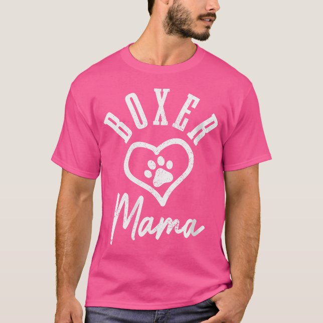 Wo Boxer Mama Heart Paw Funny Cute Dog Lover Boxer T-Shirt (Front)