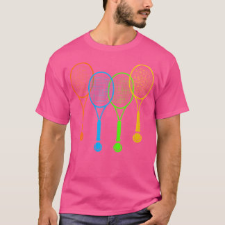 Wo Colourful Tennis Rackets Balls Playing Racket S T-Shirt