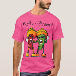 Wo Cute Cartoon Red Or Green Chile Peppers T-Shirt