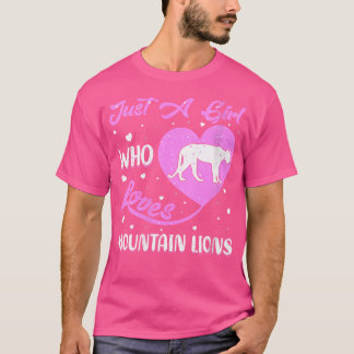 Wo Heart Love Mountain Lion Just A Girl Who Loves T-Shirt