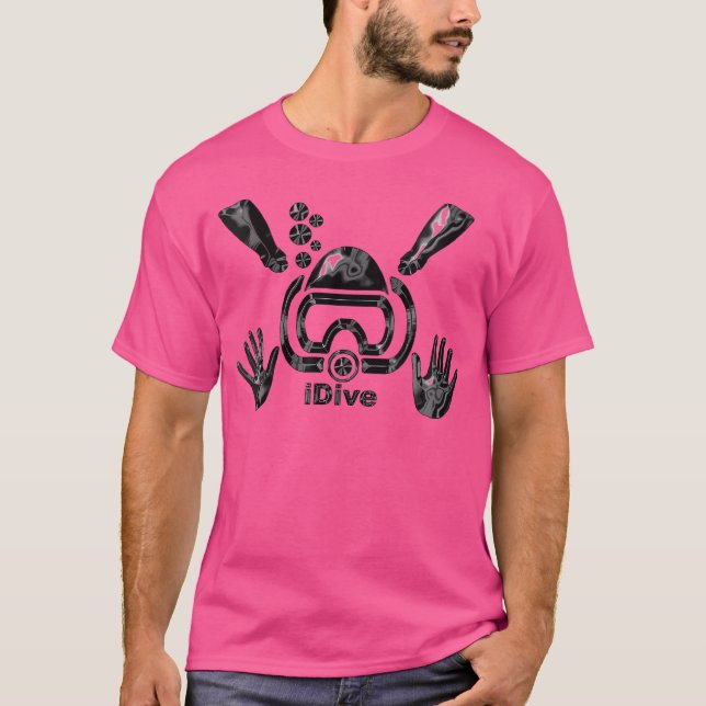 Wo Idive Liquid Black Scuba Dive Diving Diver T-Shirt (Front)