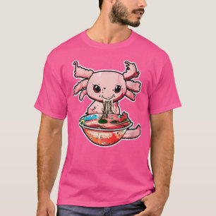 Wo Kawaii Axolotl Eating Ramen Noodles Anime Girls T-Shirt