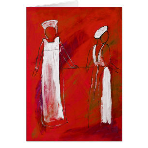 wo nurses in white painting in acrylic by Kay Gale