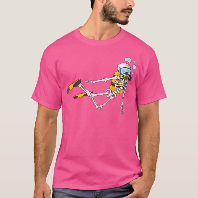Wo Skeleton Scuba Diver Scuba Diving Underwater Oc T-Shirt (Front)