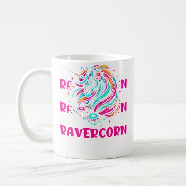 Wo Unicorn Electro Rave Raver Hardtekk Techno Rave Coffee Mug (Left)