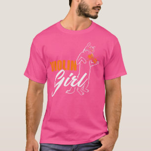 Wo Violin Girl Player Cat Musician Fiddle Instrume T-Shirt