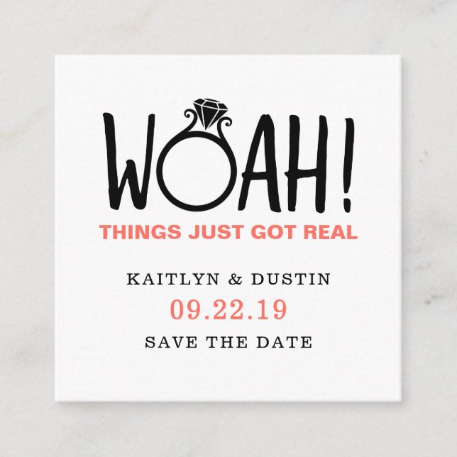 Woah Save The Date Enclosure Card (Front)