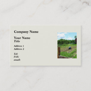 Woamn Planting Garden Near Barn Business Card