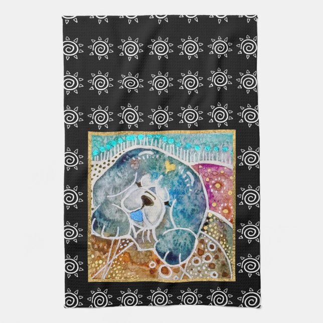 WOBBLE-ROCK Chow dog watercolor batik crate Tea Towel (Vertical)