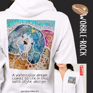 WOBBLE-ROCK Chow dog watercolor batik Hoodie