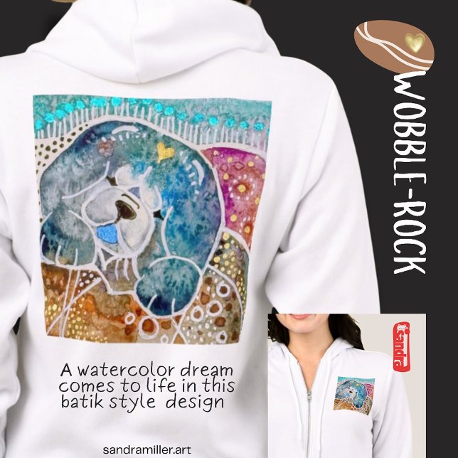 WOBBLE-ROCK Chow dog watercolor batik Hoodie (Creator Uploaded)