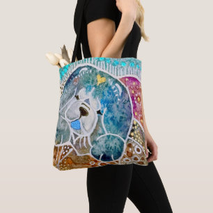 WOBBLE-ROCK Chow dog watercolor batik Tote Bag