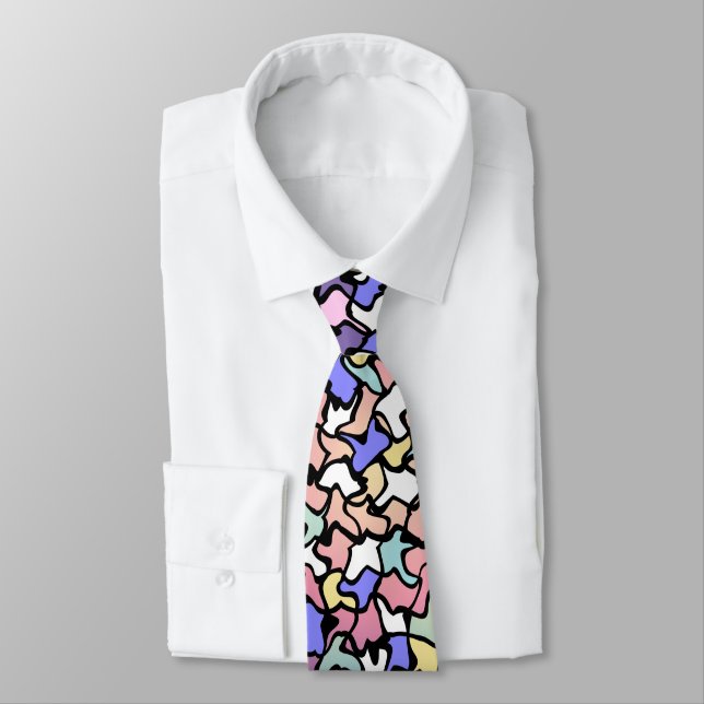 Wobbly Pastel Tone Tiles Tie (Tied)