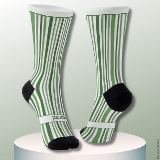 Wobbly Stripes, Green and White Socks