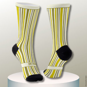 Wobbly Stripes, Yellow and White Socks