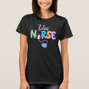 Woc Nurse Plaid Egg Bunny Love Stethoscope Rn Nurs T-Shirt