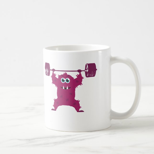 WOD Monster (Cute Barbell Snatch Monster) Coffee Mug (Right)