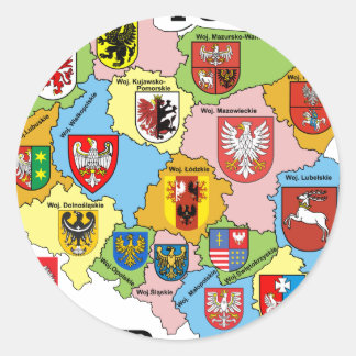 Wojewodztwa Polski_mapa Classic Round Sticker