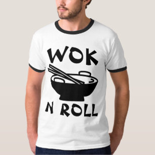 WOK N ROLL Chinese food Funny T-shirts