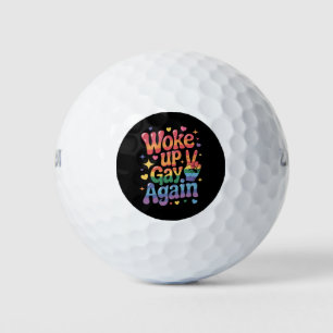 Woke Up Gay Again Funny LGBTQ Pride Rainbow Golf Balls