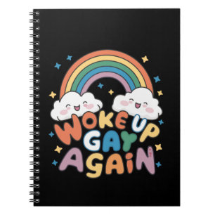 Woke Up Gay Again LGBT Pride Month Groovy  Notebook