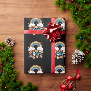 Woke Up Gay Again LGBT Pride Month Groovy Wrapping Paper